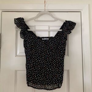 Black Polka Dot Women's Top